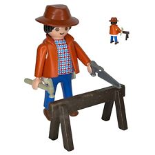 Playmobil figurine homme chevalet scie hache ferme construction