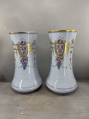 Paire vase opaline - paire, mauve