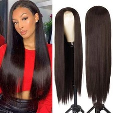 Perruque Naturelle Brune Lisse