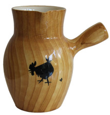 Pichet en faïence de Vallauris par Grandjean Jourdan décor Faux bois au coq