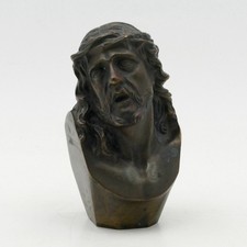 Petit buste en bronze, Christ, Art Déco, XXe siècle, sculpture ancienne.
