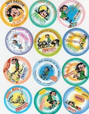 FRANQUIN  GASTON LAGAFFE lot 12 AUTOCOLLANTS   3615 GASTON  1995 vintage sticker