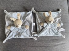 Lot De 2 doudou plat lapin bleu rayé étoile argent SIMBA TOYS