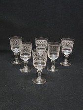 6 Verres A Porto En Cristal De Baccarat Gravé Gravure Grecque 1900 