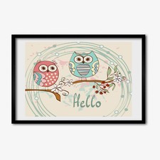 Tulup Photo 60x40cm Cadre Décor MDF Le salon Hiboux