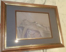 1920 ART DÉCO Dessin Nu Féminin Femme allongée Pose Portrait Beauté Model belle