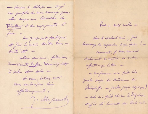 Jules massenet belle lettre - massenet,