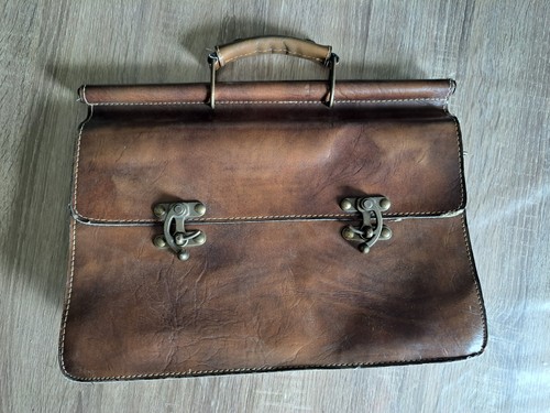 Ancien cartable cuir - cartable, en