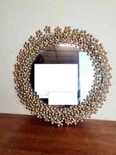 Miroir rond vintage en métal doré vers 1950
