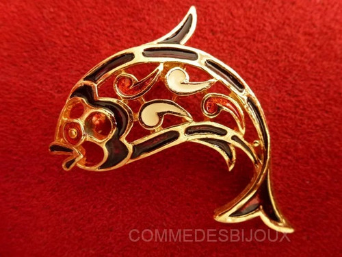 Broche vintage poisson art - broche,