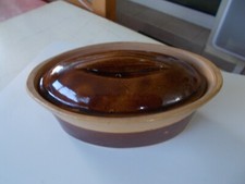 Ancienne terrine ou gîte à pâté en grès/terre vernissée, Made in France 6.