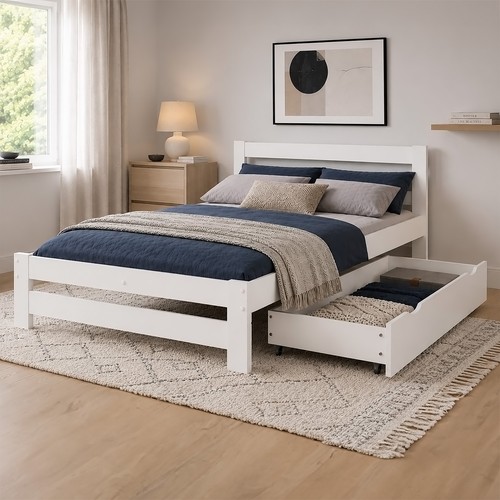 Lit bois double 140x200 cm - bois,