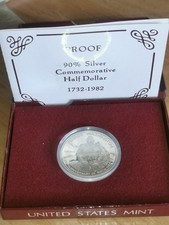 half dollar commemorative 1732 1982 silver argent usa washington certificat boit