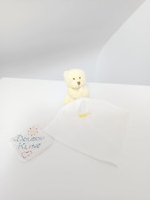 Doudou Plat/Mouchoir Peluche Petit Ours Ourson Jaune Blanc Les Bonbons - Babynat
