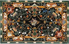 Luxe Marbre Pietra Dura Table Haut Handmade Incrustation Floral Art Dîner