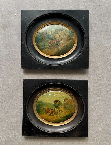 Calèches paire peintures - calèches,,