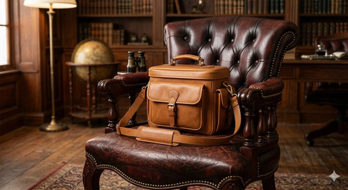 Sac photo cuir véritable - sac, en
