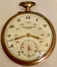montre gousset chronomètre Unic plaqué non fonctionnel ,à réparer ou pour pièces