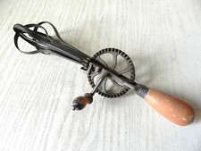 Fouet Double / Mélangeur à Main Ancien Métal & Bois Fonctionne *Collec. Cuisine