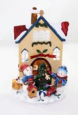 Statuette Paysage Natal Enneigé Scène De Noël Bougie Arbre Cadeaux