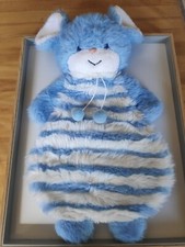 Peluche range pyjama souris chat bleu blanc rayé 50 cm vintage Ajena