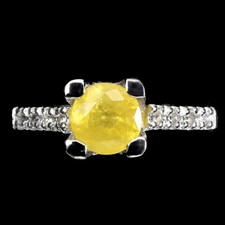 925 Bague en Argent Rond Jaune