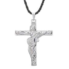 Pendentif Collier Chaine JOHNNY HALLYDAY Guitare & Croix Diamant Argenté