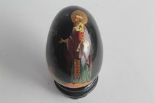 Œuf bois laqué Russe Saint Nicolas icône orthodoxe (73066)