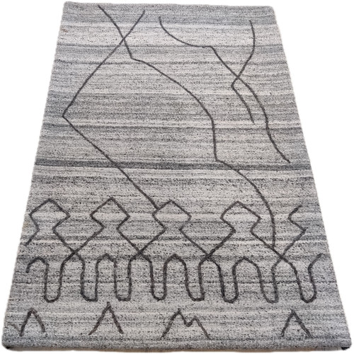 Tapis laine gris fait - 3,