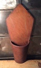 Porte Plante Cuir Marron Vintage H 36,5 Cm