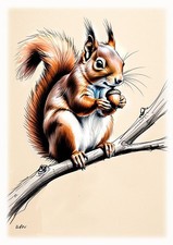 Tableau création originale - portrait écureuil