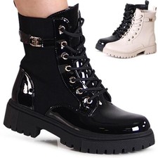 Bottes Biker Femme En Vernis