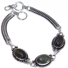 Bracelet LABRADORITE ,  Plaqué Argent 925