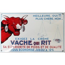 Plaque émaillée : VACHE QUI