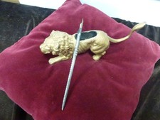 objet de bureau XIXème,essuie plume au lion,L 20cm,poids 500g+porte plume argent