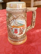 Bock Chope à bière En grès BARBOTINE Marron Beige GIBRALTAR 750ml BEAUX DECORS