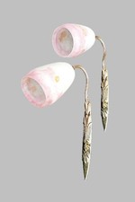 Pair of Art Deco wall sconces romantic rose and gold colours vintage France 1930