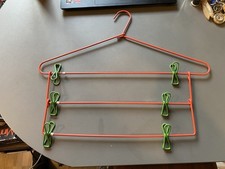 cintre à pince métal scoubidou porte-pantalon jupe étendoir orange vintage