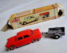 NOREV 1960 -Peugeot 404 rouge + remorque  (micro miniatures) + boite - 1/86eme-