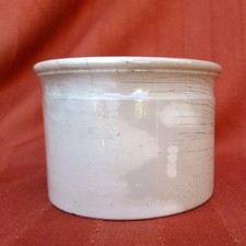 ancien pot à confiture en faïence blanche patiné Sarreguemines Digoin graisse 
