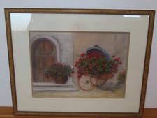 Tableau Pastel Autin Vieille Porte signé Souffre