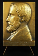 Médaille Gaston Planté inventeur de accumulateur électrique physicien 1920 medal