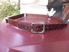 Ceinture Cuir de Crocodile Véritable France 1980 SepCoeur 85cm Belt 