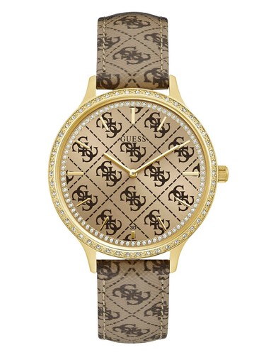 Guess gold tone brown genuine - gold-tone,