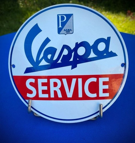 Plaque vespa ronde email - vespa,