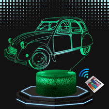 Lampe de chevet 3D LED voiture ancienne 2cv deux chevaux vintage - 16 couleurs