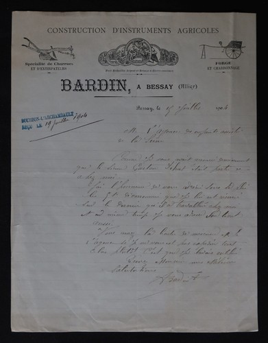 Facture 1904 bessay allier - facture,