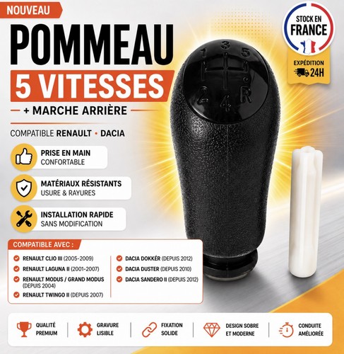 Pommeau levier vitesse 5 - pommeau,
