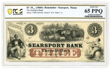1800's $3 The Searsport Bank -