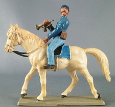 Starlux - Nordistes - Série Décor Spécial - Cavalier Clairon Cheval blanc tête d